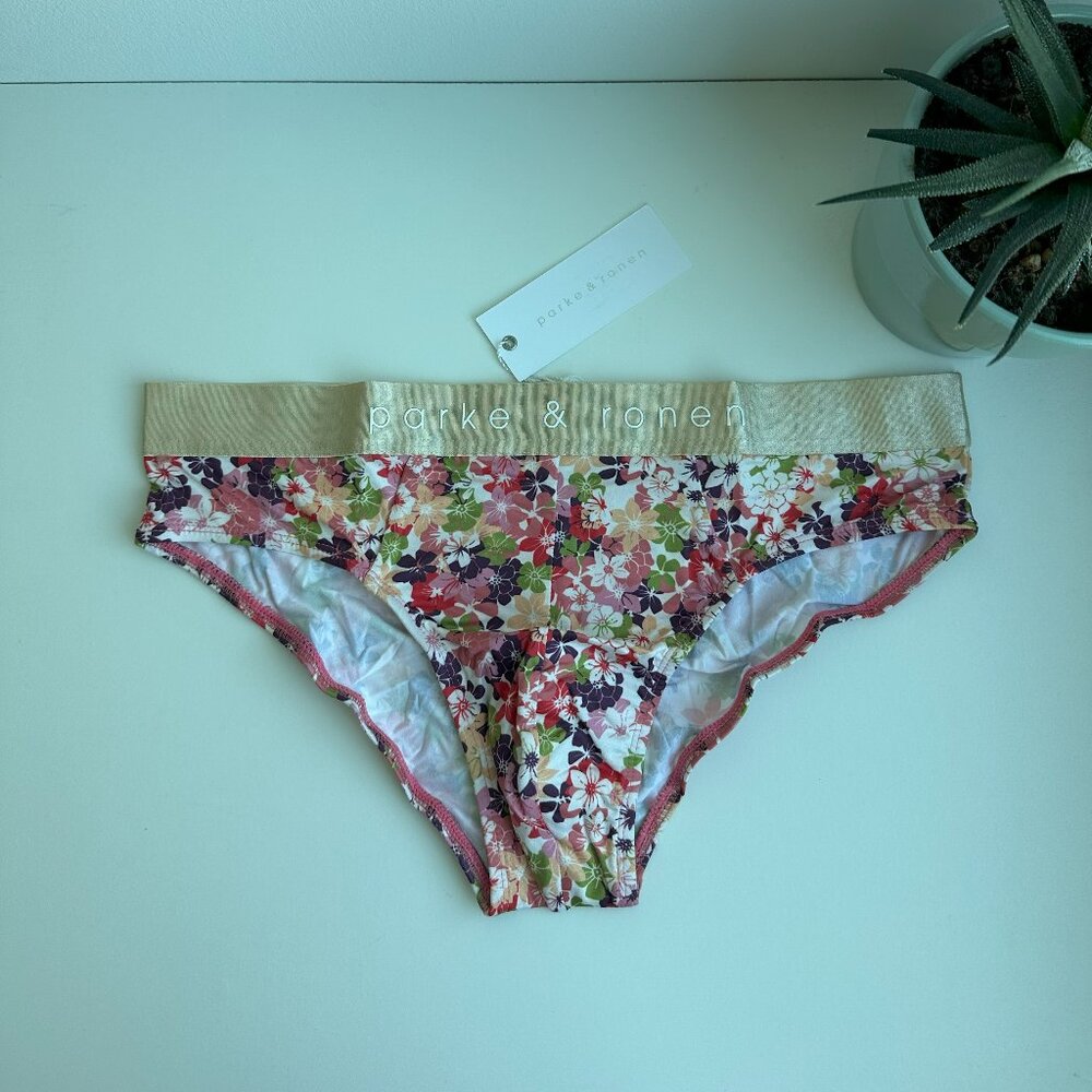 Parke & Ronen - Print Low Rise Brief - Pink Camelia (M) - Picture 3 of 7